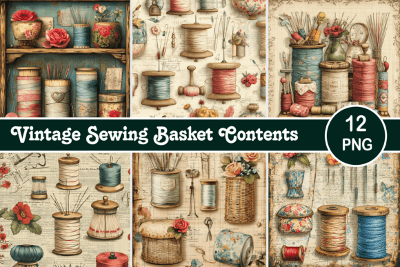 Download Vintage Sewing Basket Contents - Contents Collection